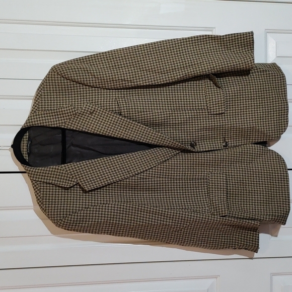 Burberrys Vintage 1970s 1980s brown gingham tailored sport coat 100% Pure Wool - Picture 1 of 17